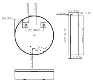 Monty Black Framed Round Illuminated LED Mirror Cabinet 600mm