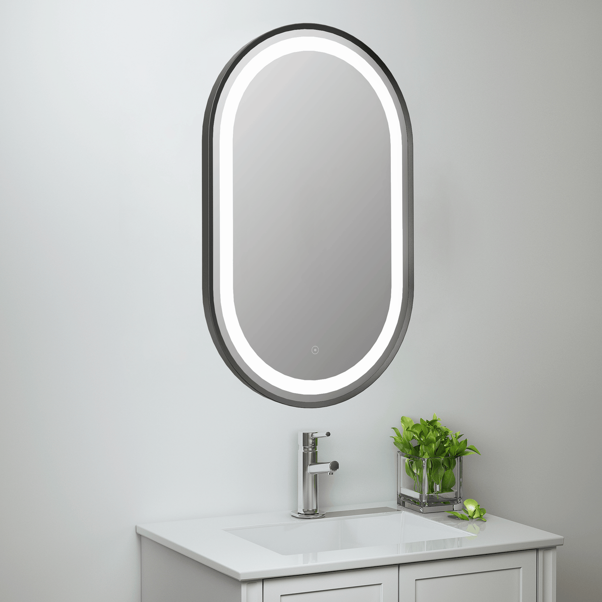 Martha Black Oval LED Mirror 500x800mm