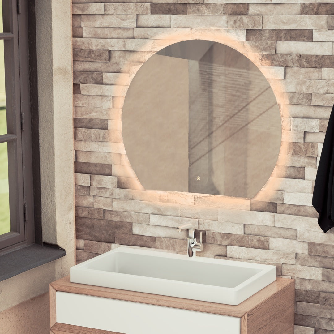 Olive Semi Circle Illuminated LED Mirror 700x760mm