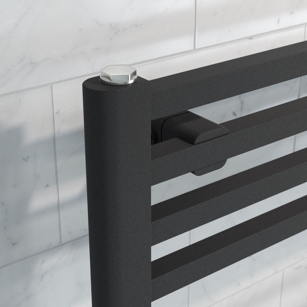 Eros Black Straight Heated Towel Rail 922x400mm