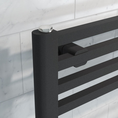 Eros Black Straight Heated Towel Rail 677x500mm