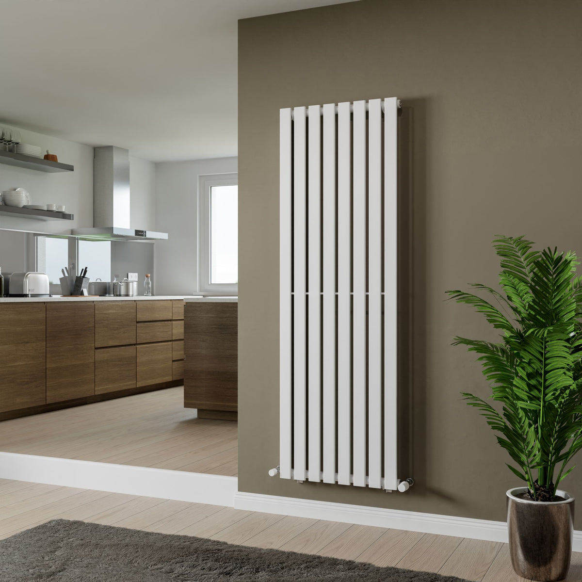 Vega White Single Flat Panel Vertical Radiator 1800x372mm