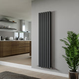 Vega Anthracite Double Flat Panel Vertical Radiator 1800x600mm