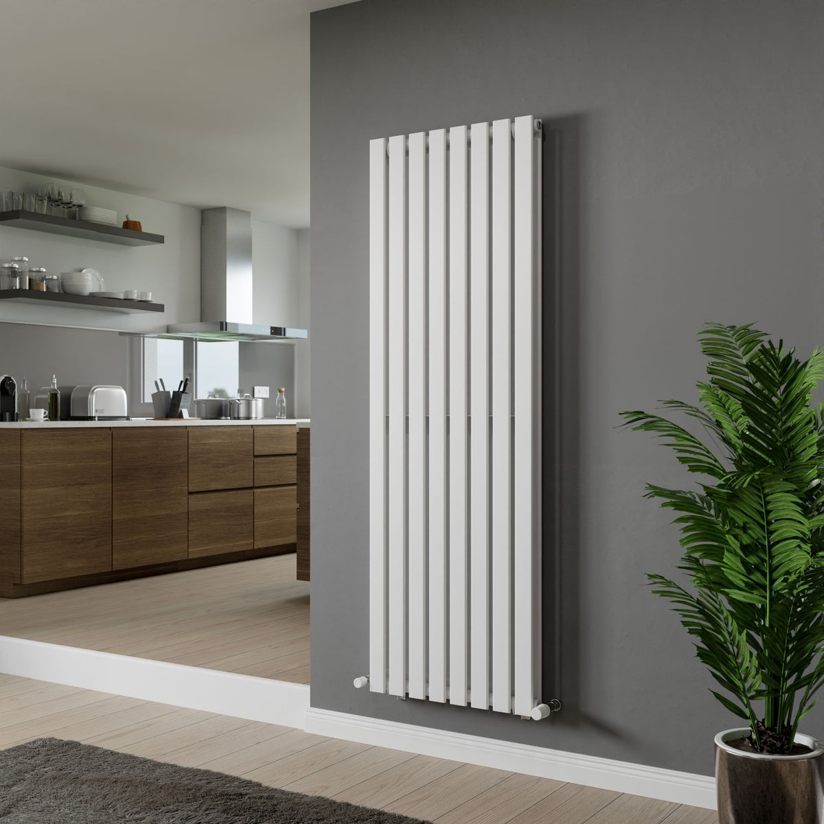 Vega White Double Flat Panel Vertical Radiator 1800x600mm