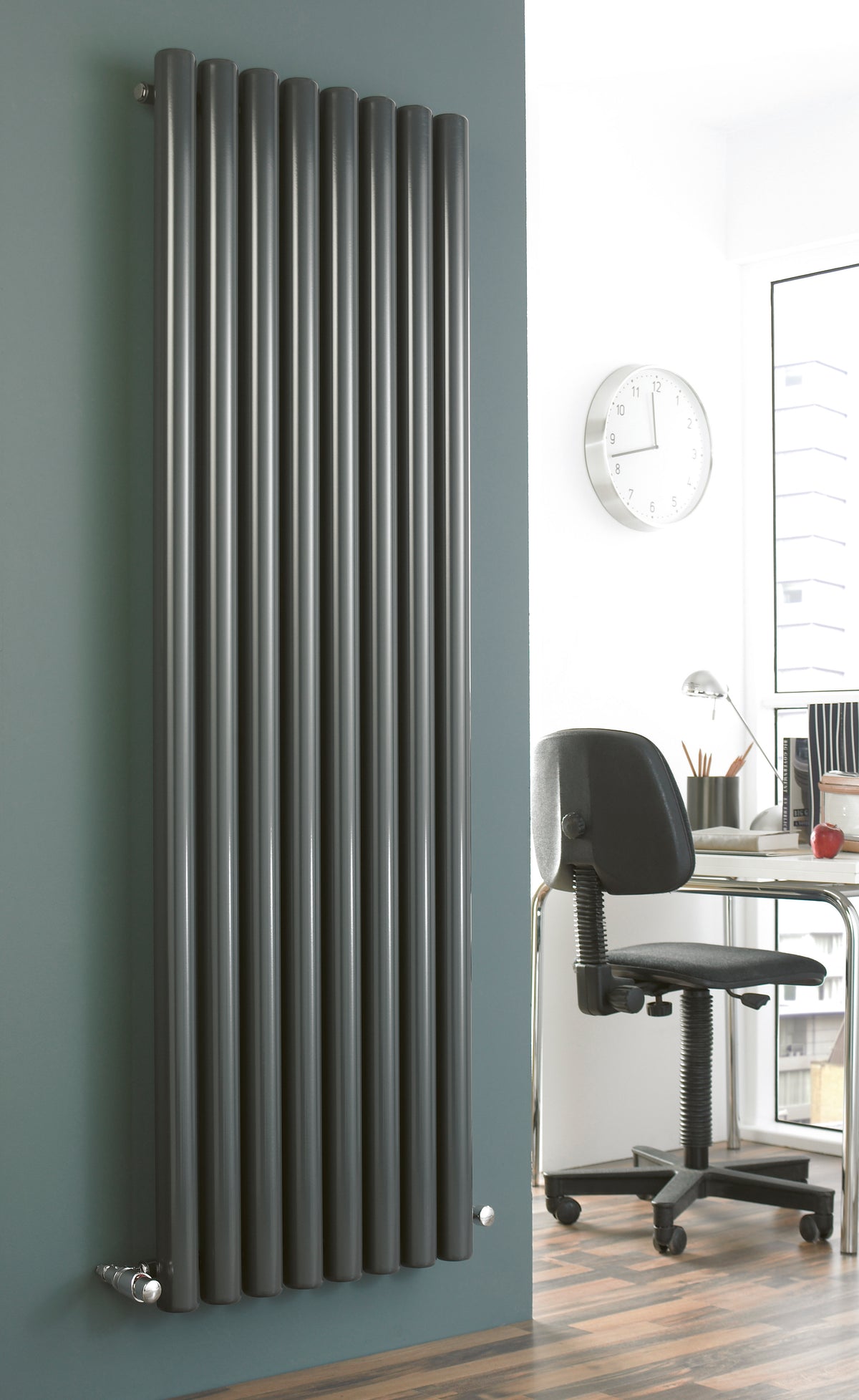 Vulkan Anthracite Single Round Vertical Radiator 1500x435mm