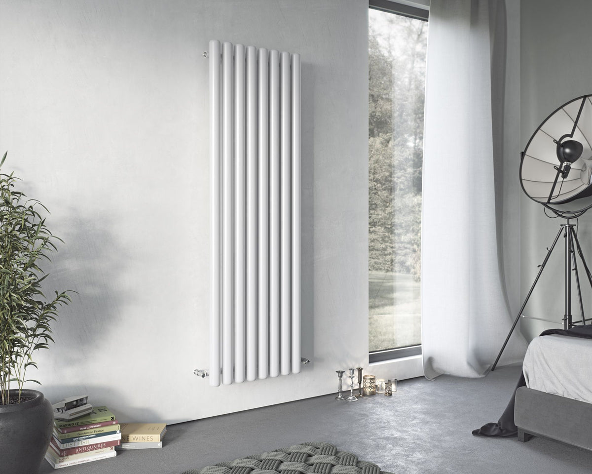 Vulkan White Single Round Vertical Radiator 1800x435mm
