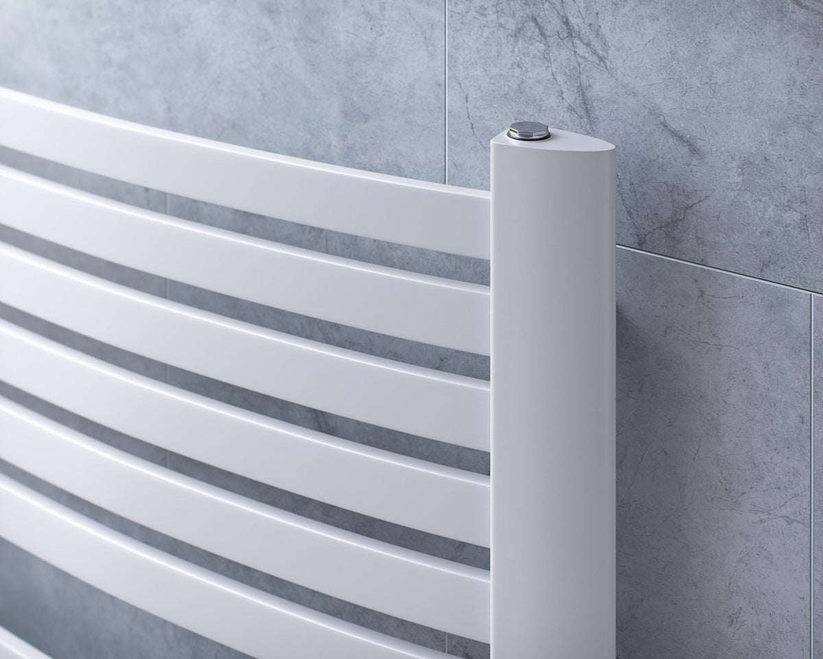 Fino White Curved Heated Towel Rail 1395x580mm