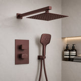 Mya Brushed Bronze Square Thermostatic Shower Set - 250mm Head & Hand Shower