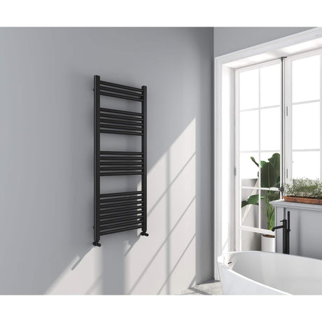 Omata Black Straight Heated Towel Rail 1200x500mm