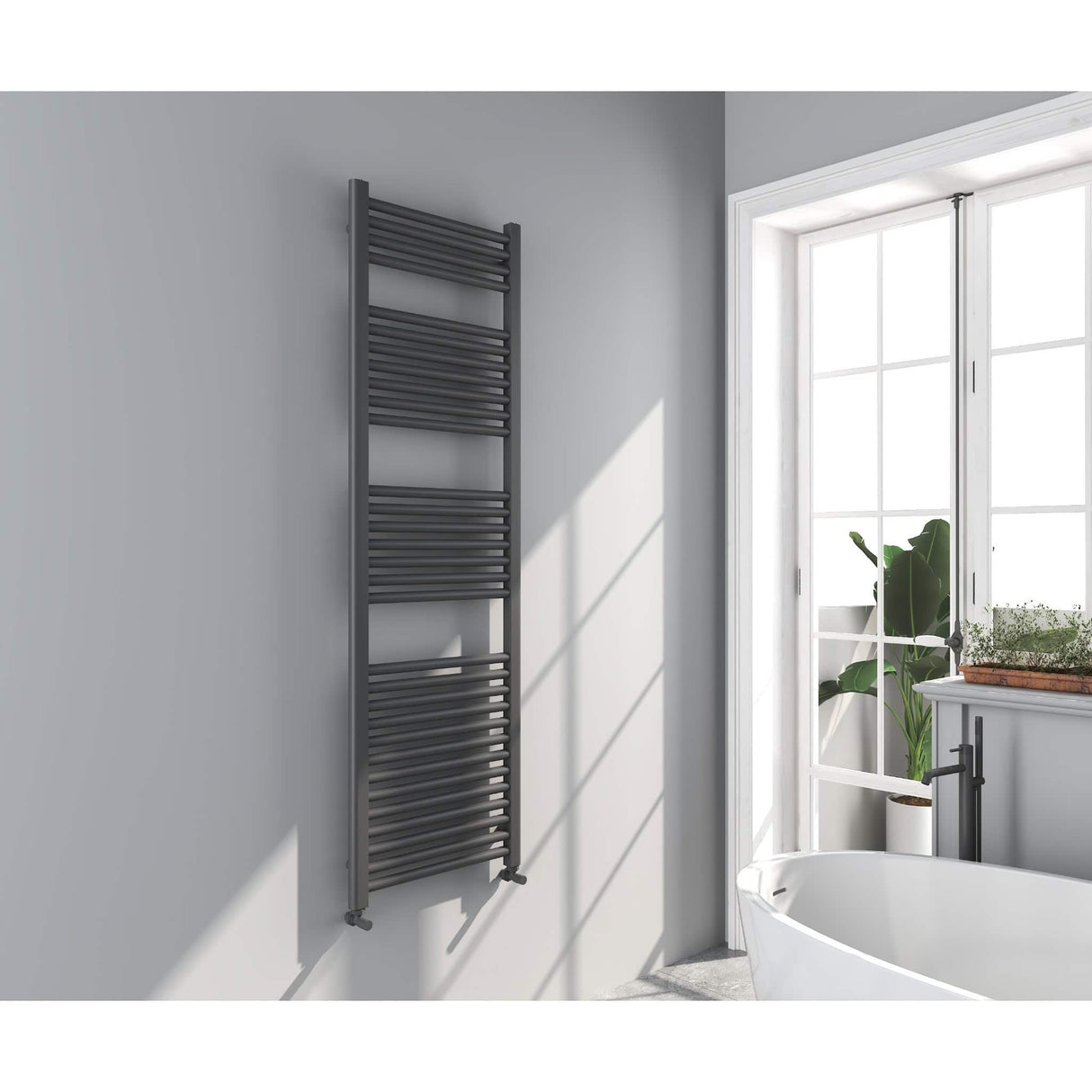 Omata Gunmetal Grey Straight Heated Towel Rail 1600x500mm
